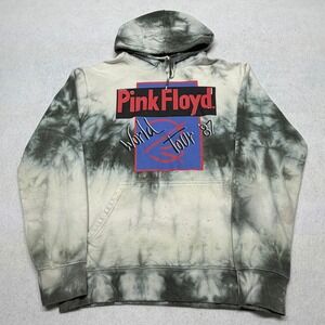 Pink Floyd World Tour 87 Tie Dye Pullover Hoodie Graphic Print Green Cream Small